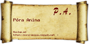 Póra Anina névjegykártya
